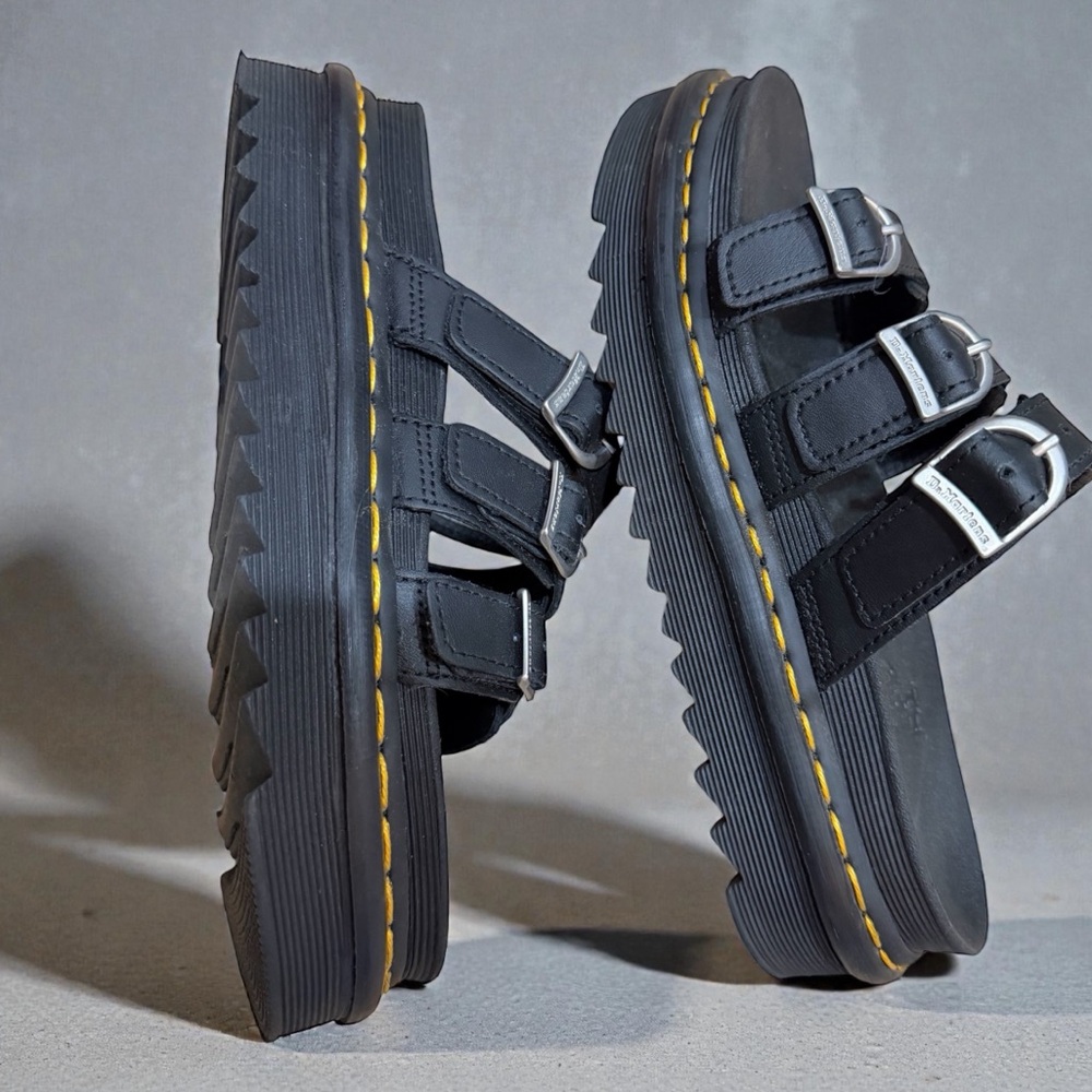 Dr. Martens Black Sandals with Silver Buckles